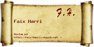 Faix Harri névjegykártya